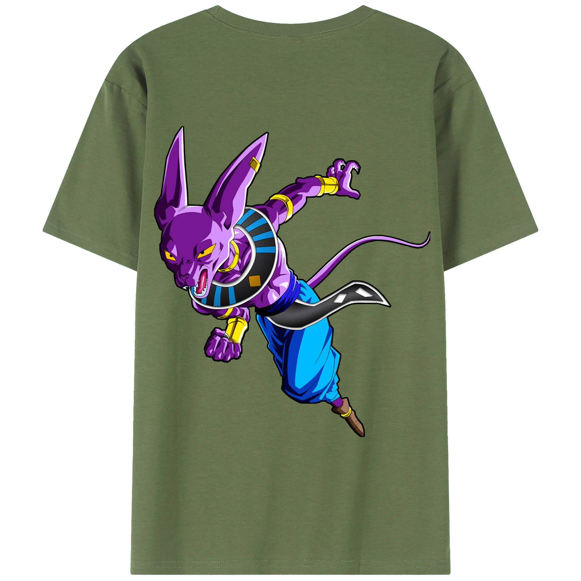 （画像用） ドラゴンボール ビルス 破壊神ビルス DRAGON BALL Beerus Birusu 綿100％ メンズ半袖Tシャツ（バックプリント） 通気性